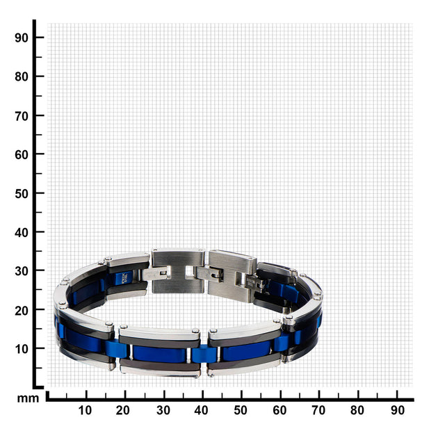 Black, Blue IP & Steel Links Bracelet