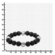 Lava Satin Beads Matte Steel Bracelet