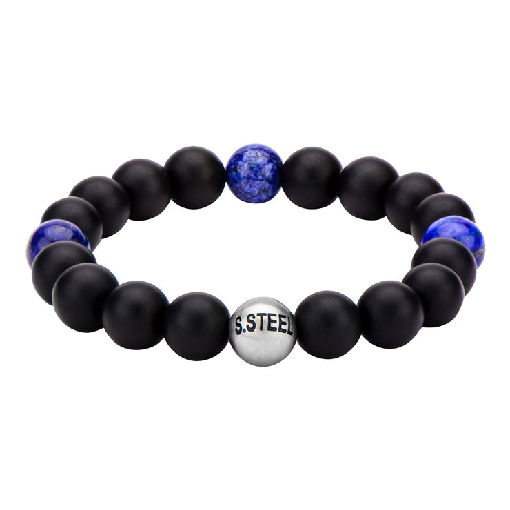 Lapis & Black Onyx Beads Bracelet