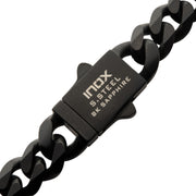 6mm Black IP Steel Matte Finish Miami Cuban Chain Bracelet with Genuine Black Sapphire Gem