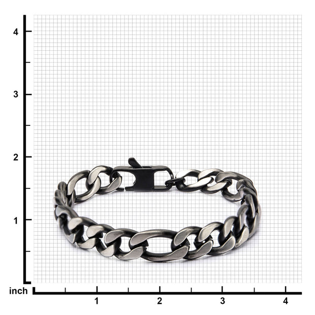 Black IP Figaro Chain Bracelet