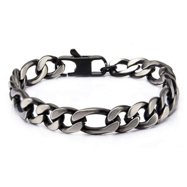 Black IP Figaro Chain Bracelet