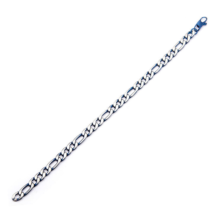 Steel Blue IP Figaro Chain Bracelet