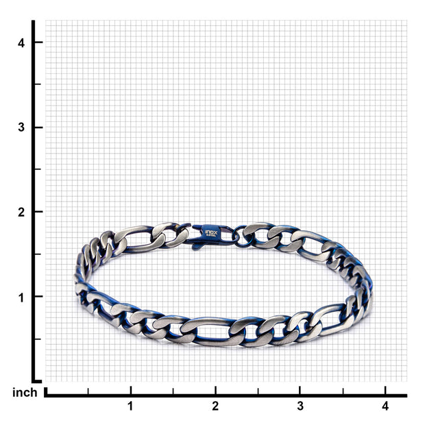 Steel Blue IP Figaro Chain Bracelet