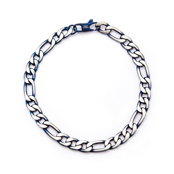 Steel Blue IP Figaro Chain Bracelet