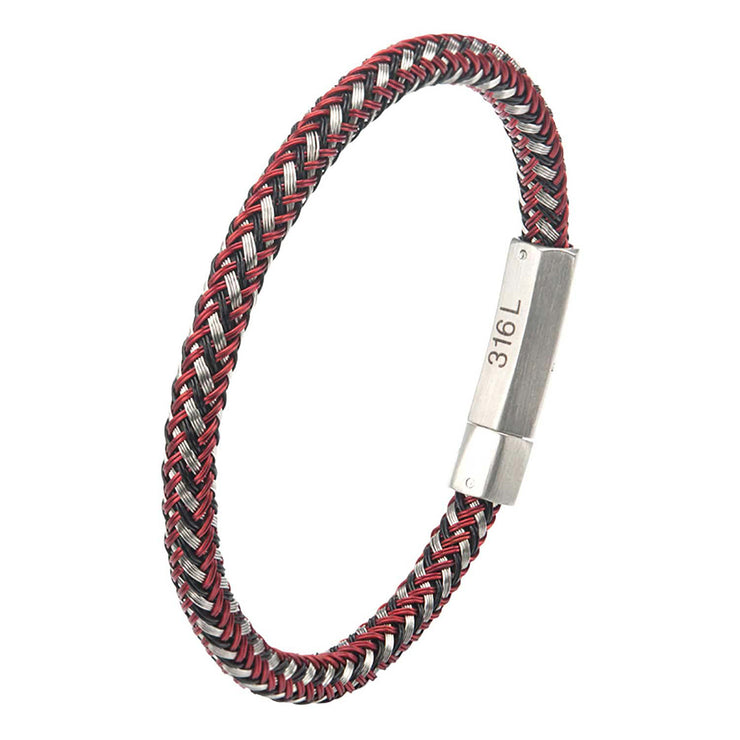 Red & White Woven Rubber Bracelet