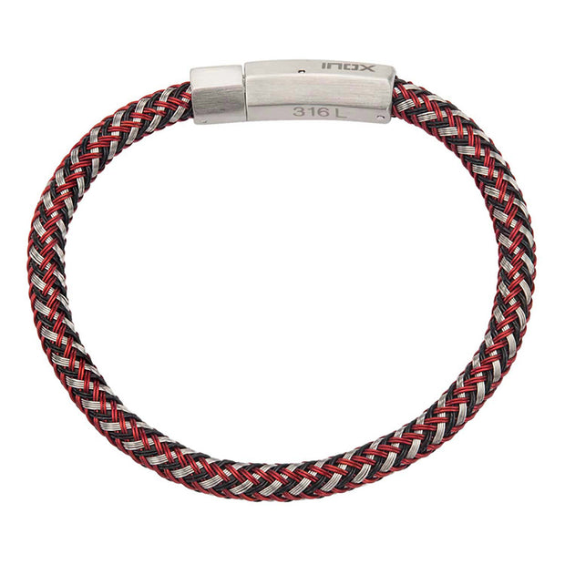 Red & White Woven Rubber Bracelet