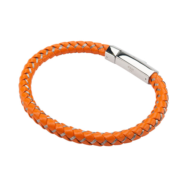 Mix Orange Woven Leather Bracelet