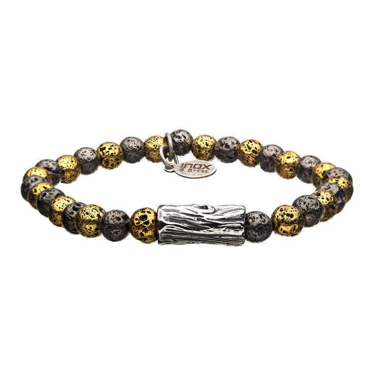 6mm Gold Beads with Hematite Beads String Bracelet