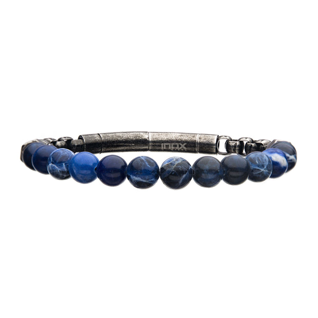 8mm Sodalite Beads & Box Chain Bracelet