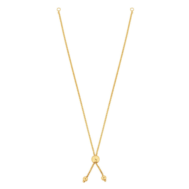 14K Gold Round Wheat Chain with Ball Slide Friendship Bracelet