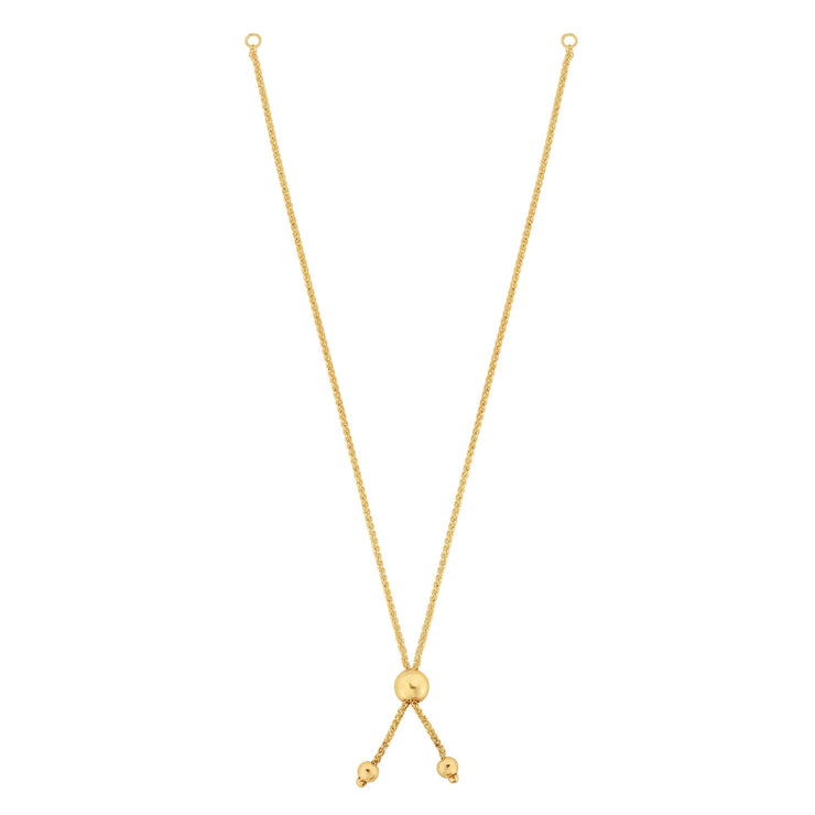 14K Gold Round Wheat Chain with Ball Slide Friendship Bracelet