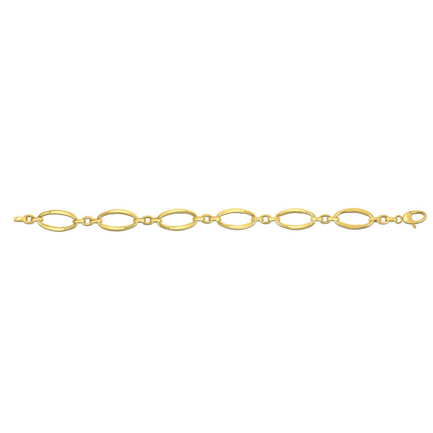 14K Gold Polished Three Plus One Oval Link Chain