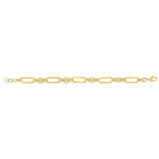 14K Gold Elongated Oval Station Link Chain