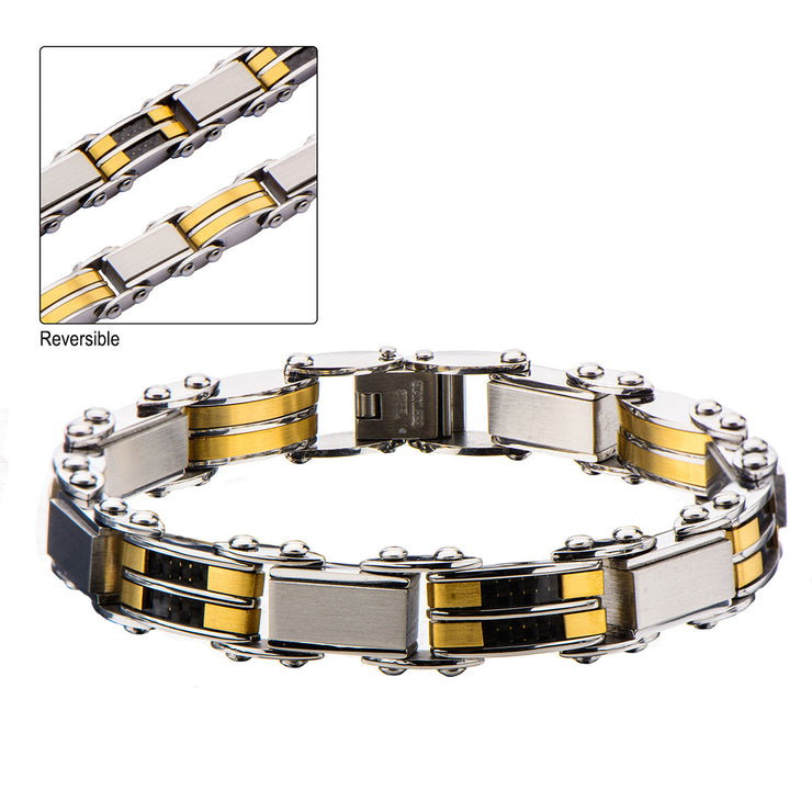 Black & Gold IP Reversible Bracelet