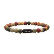 Matte Picaso Gemstone Stretch Bead Bracelet with Steel Clasp