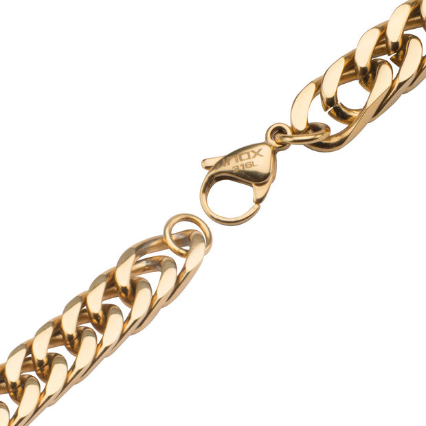 Gold IP Fancy Curb Chain Bracelet