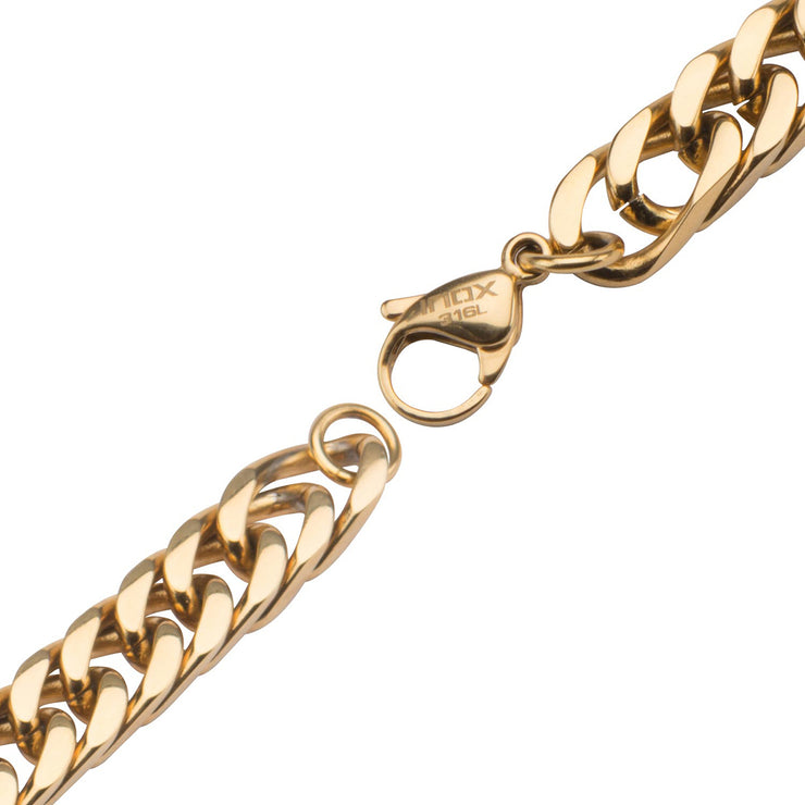 Gold IP Fancy Curb Chain Bracelet