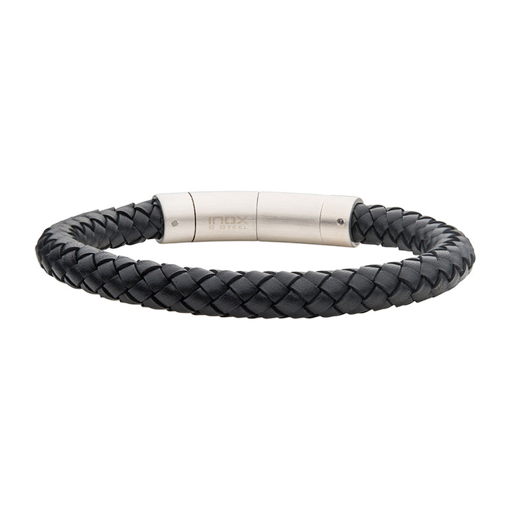 8mm Black Full Grain Cowhide Leather Bracelet