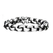 Matte Steel with Skull Clasp Chain Bracelet