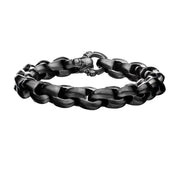 Matte Gun Metal with Skull Clasp Chain Bracelet