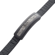 Carbon Fiber Meteorite Inlay Black Leather Bracelet