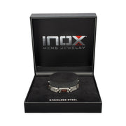 Gun Metal IP Steel Matte Finish Meteorite & Black Dinosaur Bone Inlay Link Bracelet