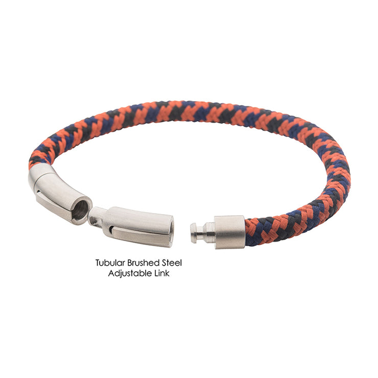 6mm Burnt Orange, Blue & Black Nylon Cord Bracelet