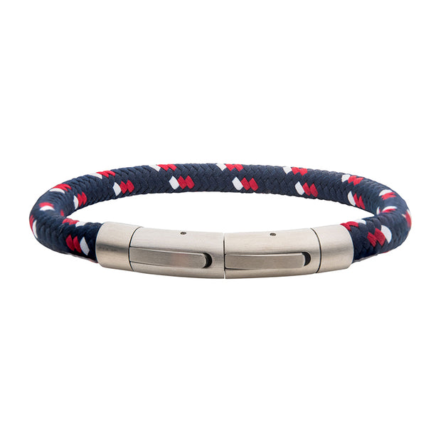 6mm Blue, White & Red Nylon Cord Bracelet