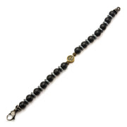 Black Beads in Cross & Skull Bracelet with Lobster Clasp