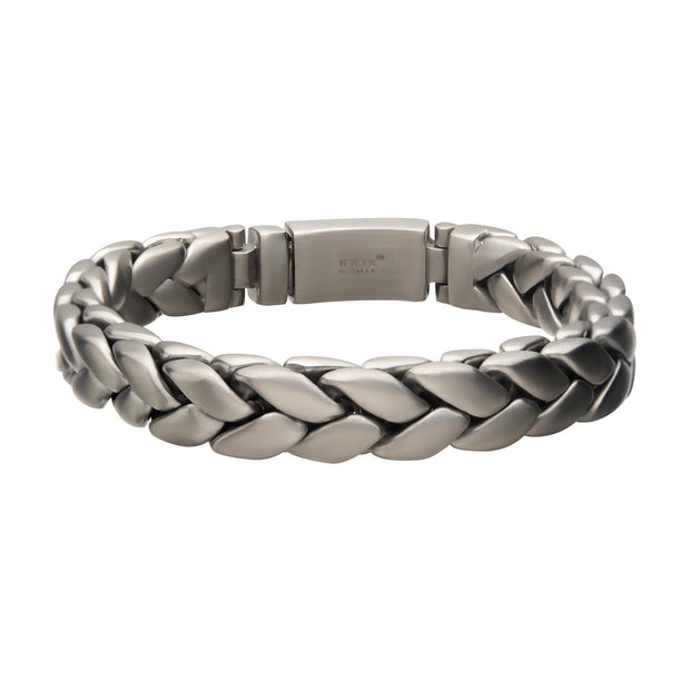 Matte Stainless Steel Big Double Spiga Chain Bracelet