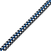 Allegiance Stainless Steel Bracelets with Blue Wax Cord binding 2 Antique Brushed Foxtail Links