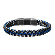 Allegiance Stainless Steel Bracelets with Blue Wax Cord binding 2 Antique Brushed Foxtail Links