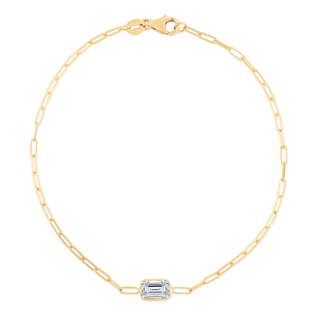 14K White Topaz Paperclip Bracelet