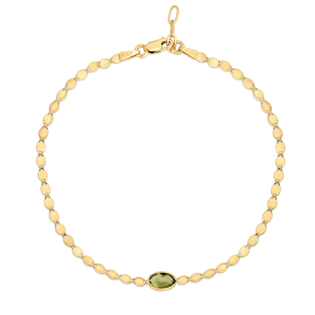 14K Peridot Mirrored Chain Bracelet