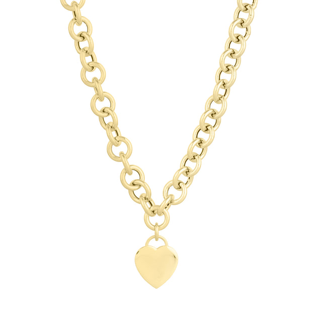 14K Heart Tag & Rolo Link Bracelet