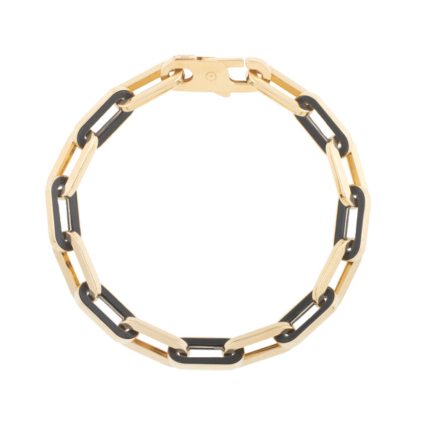 14K Onyx Paperclip Gem Link Bracelet