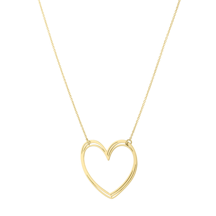 14K Large Open Heart Necklace