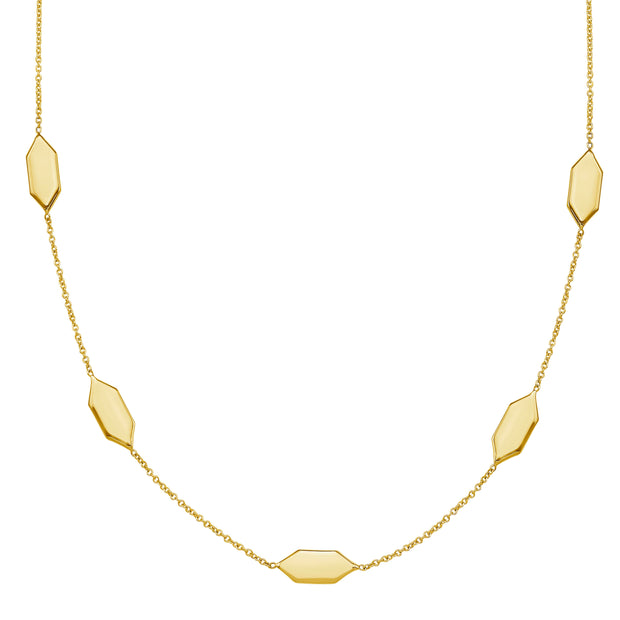 14K Elongated Hexagon Link Necklace