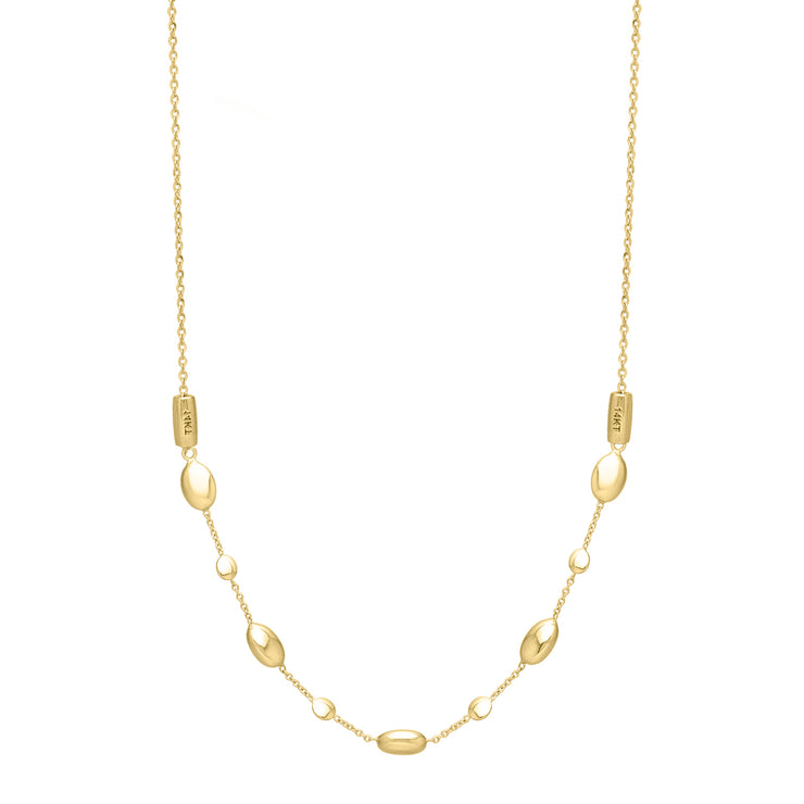 14K Adjustable Puff Pebble Necklace