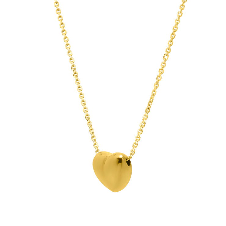 14K Gold Small Puffed Up Heart Necklace