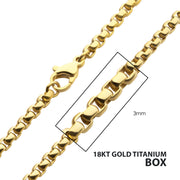 3mm 18Kt Gold IP Titanium Box Chain Necklace