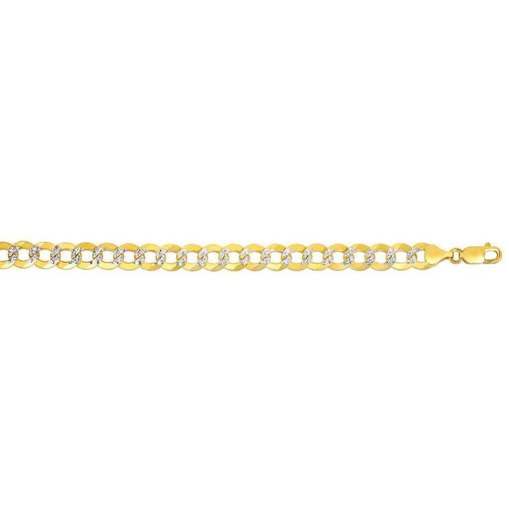 14K Gold 8.3mm White Pave Curb Chain