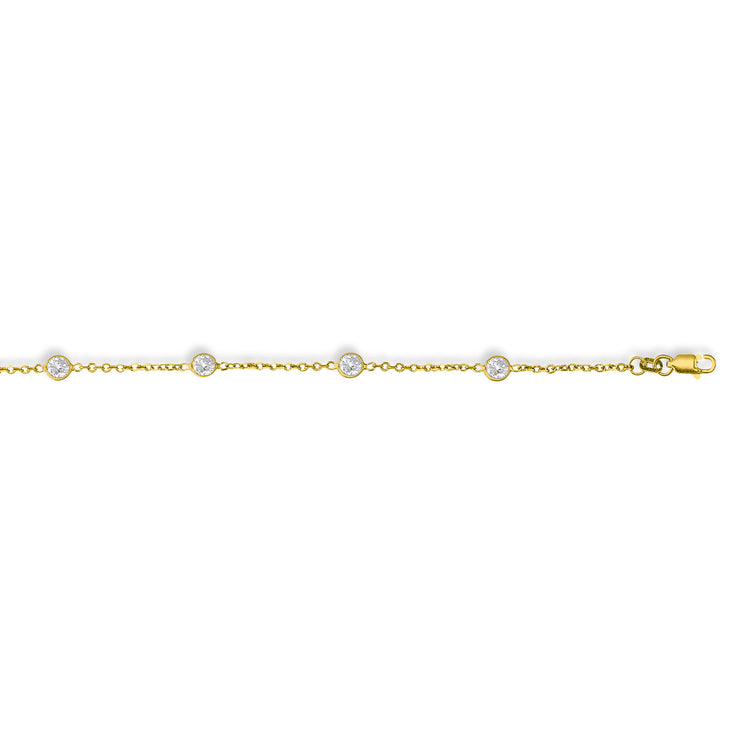 14K Gold CZ by the Yard Anklet