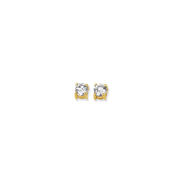 14K Gold 5mm Round CZ Stud Earring