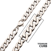 7.4mm Titanium Curb Chain Necklace with Lobster Clasp