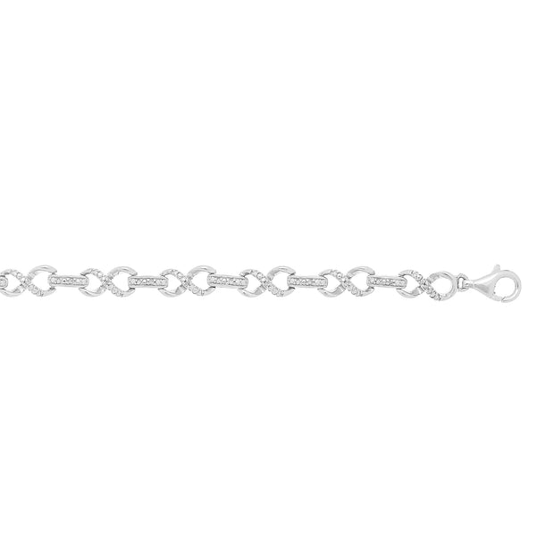 Silver Infinity .10ct Diamond Accent Link Bracelet