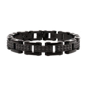 Black IP Steel with Matte Finish Pyramid Stud Pattern & High Polished Finish Link Bracelet