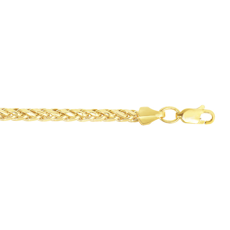 14K Gold 3.15mm Diamond Cut Lite Round Wheat Chain