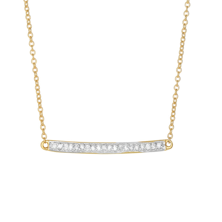 14K Gold .12ct Diamond Bar Necklace